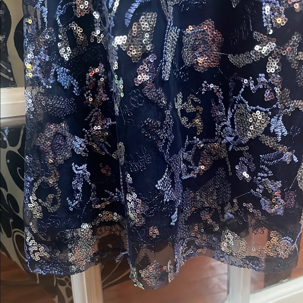 CITY STUDIO PROM Blue Sequin Embellished Sheath Full Length Dress side slit. EUC - Picture 8 of 11